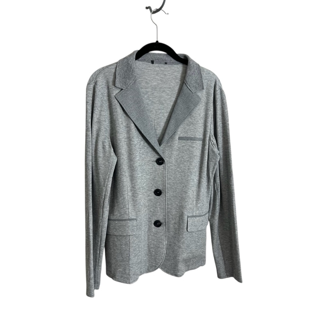 Peserico lightweight stretch knit blazer jacket grey made in Italy 48 US 10-12